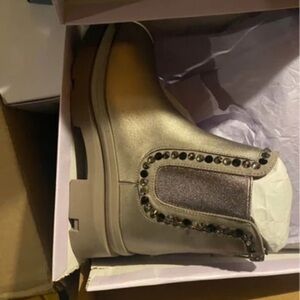 Steve Madden Metallic Ankle Boots with Studded Detail